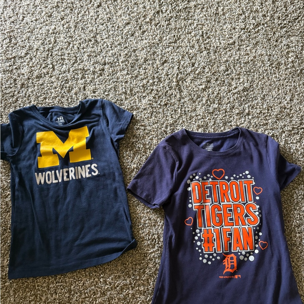 Wolverines and Tigers Kids T-Shirts - Navy and Blue